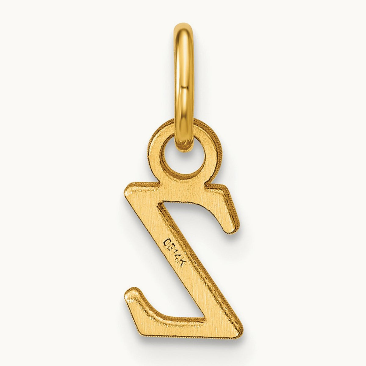 Satin Diamond-cut Initial Charm — 14K Yellow Gold, Z