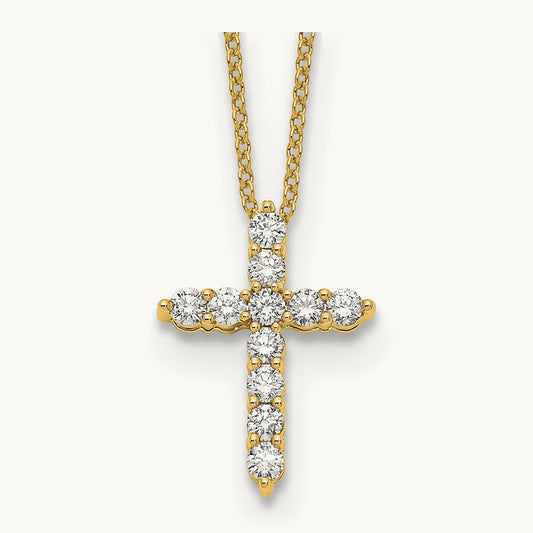 Diamond Cross 18 inch Necklace, 14K