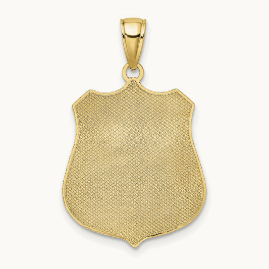 Large Police Badge Pendant, 14K