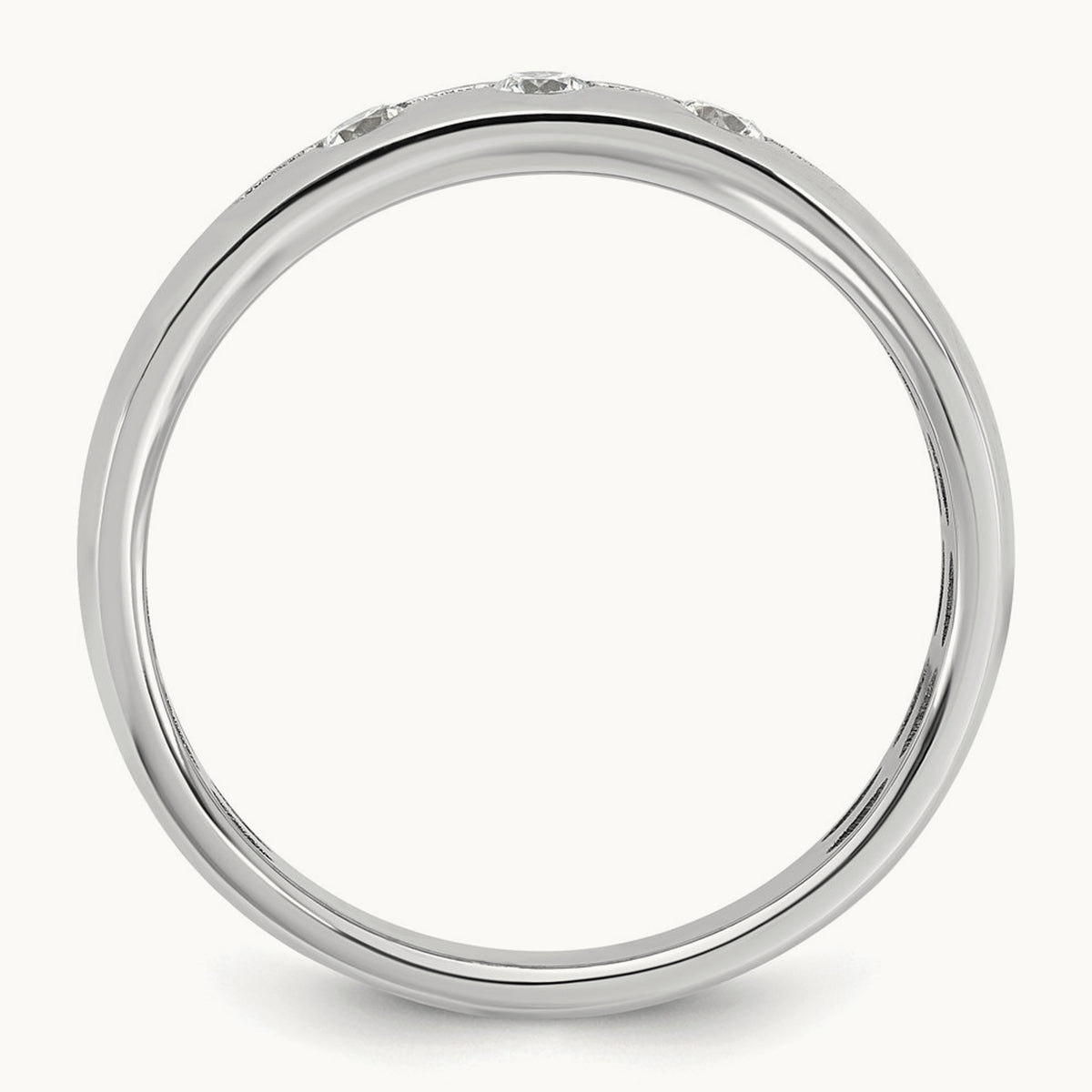 IB Goodman Mens Polished Complete 3-Stone 1/6ct Diamond Ring, 14K White Gold