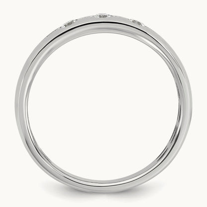 IB Goodman Mens Polished Complete 3-Stone 1/6ct Diamond Ring, 14K White Gold