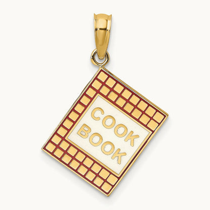 W/ Red Enamel 3-D Cook Book Charm, 14K