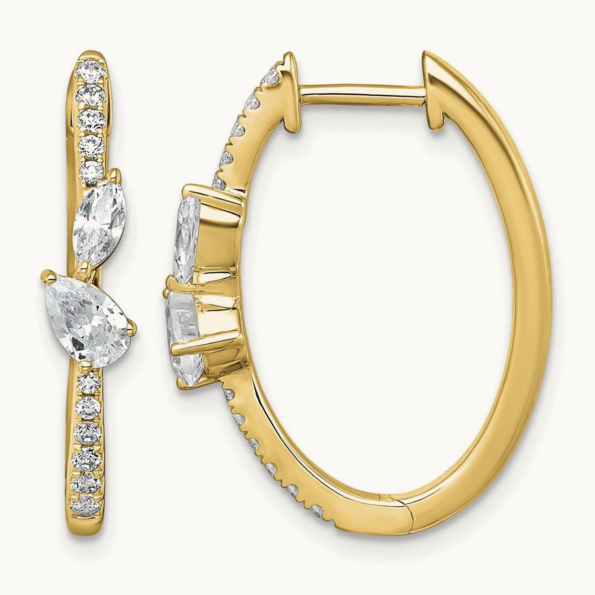 Hinged Hoop Earrings, 1.00 ct tw Lab-Grown Diamond — 14K Yellow Gold