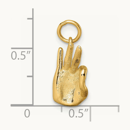 Polished OK Hand Pendant, 14K