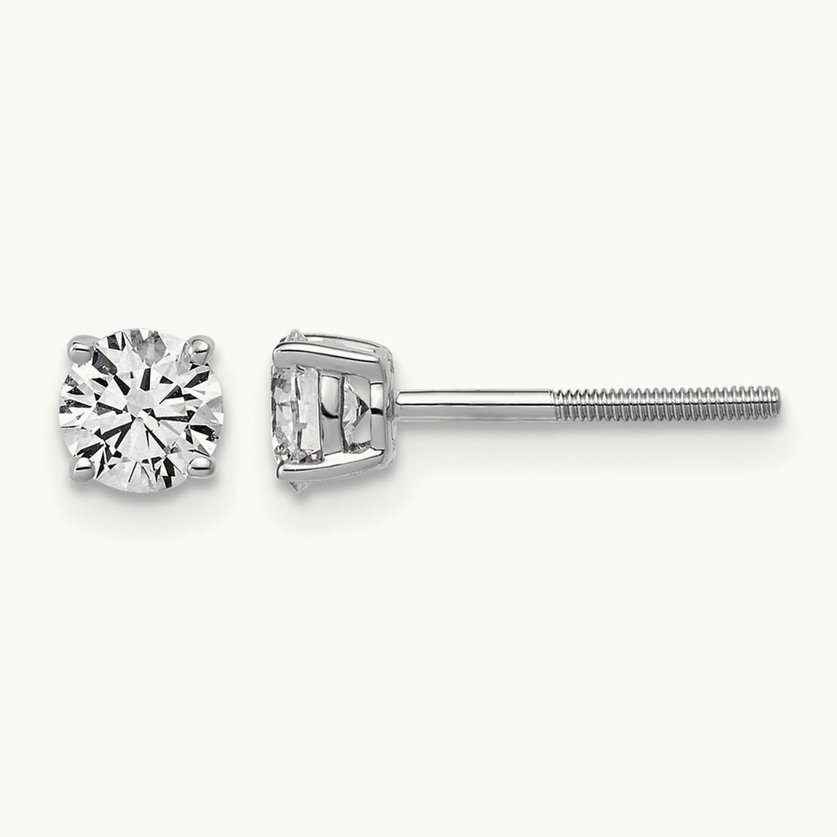 Lightweight Screwback Earrings, 0.25-4.00 ct tw Lab-Grown Diamond — 5/8 ct, 14K White Gold
