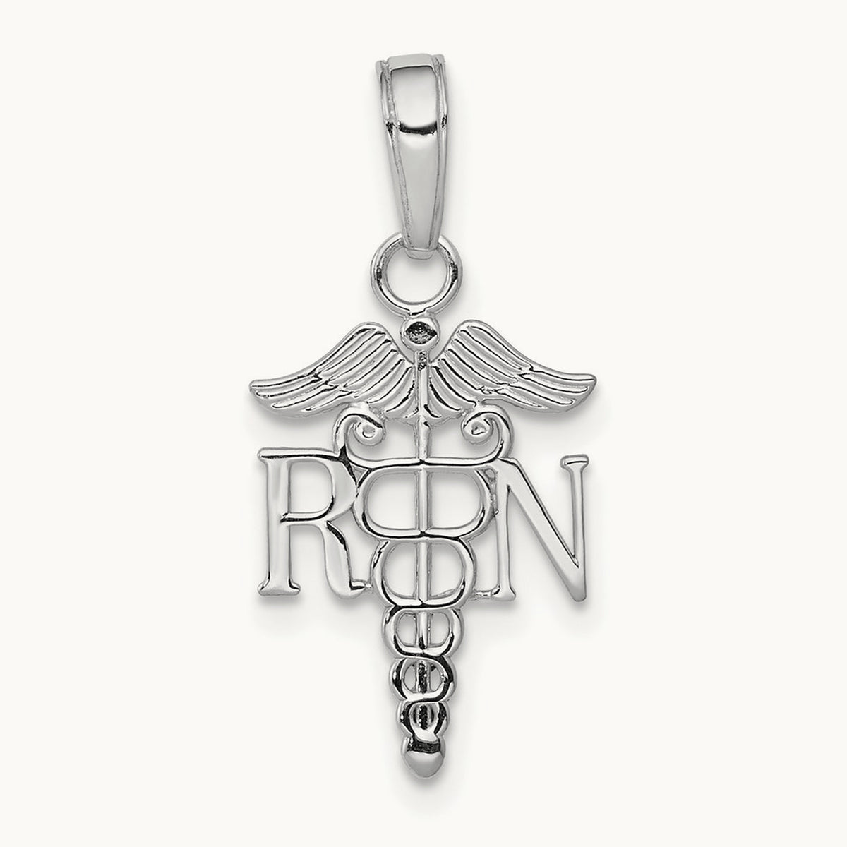 Polished R.N. Pendant — 14K White Gold