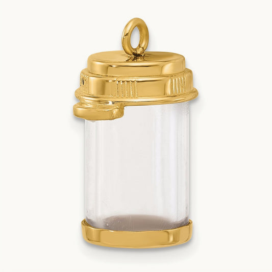 Fancy Pill Bottle, 14K Yellow Gold
