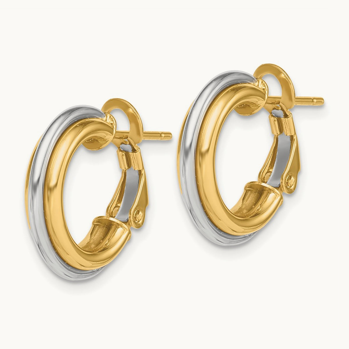 Polished Omega Back Hoop Earrings — 17mm