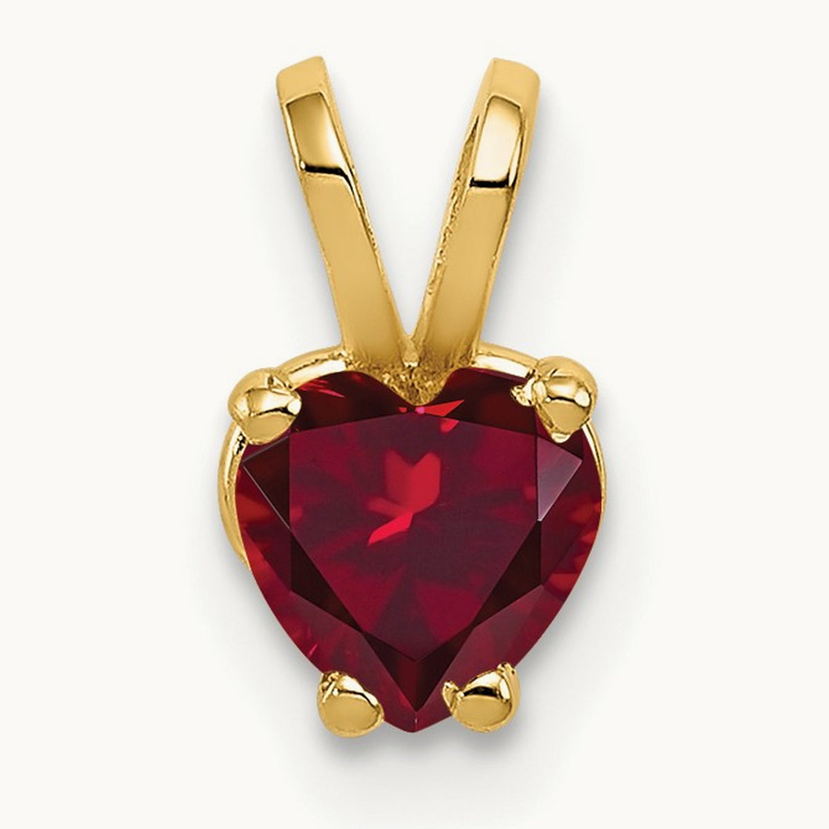 Heart Created Ruby pendant, 5mm, 14K