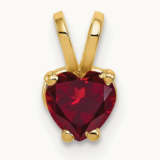 Heart Created Ruby pendant, 5mm, 14K