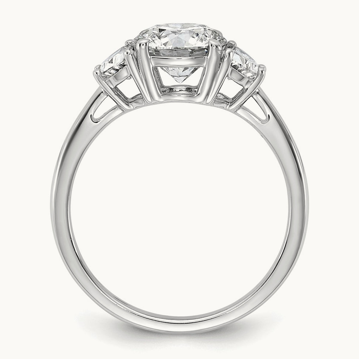 Round 3 Stone Engagement Ring, 1.25-4.00 ct tw Lab-Grown Diamond — 2 ct, 14K White Gold