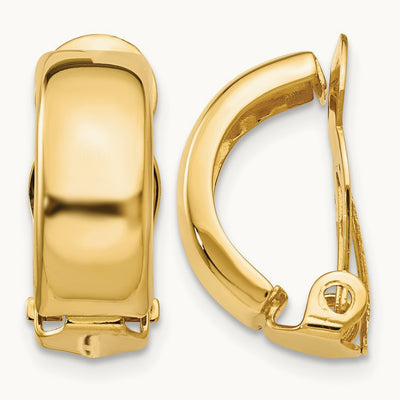 Non-Pierced Polished Earrings, 14K