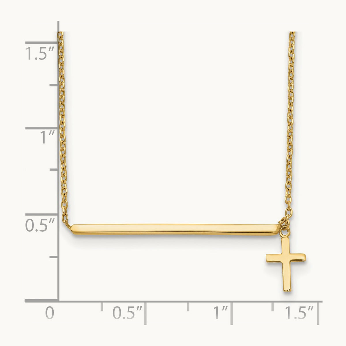 Polished Cross w/ 2in ext. Necklace, 14K