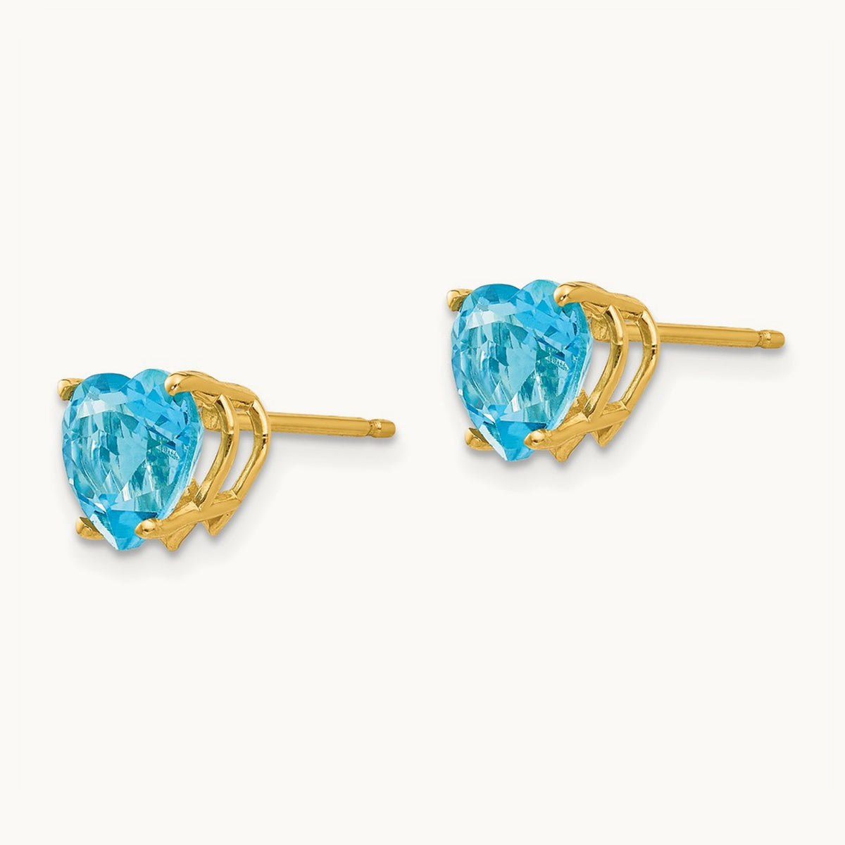 Heart Blue Topaz Earrings, 7mm, 14K