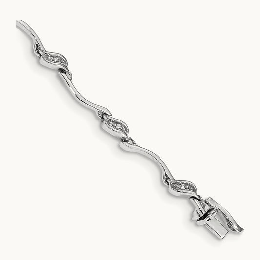 Diamond Link Bracelet, 14K White Gold