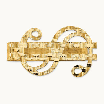 Polished Textured Dollar Sign Money Clip, 14K