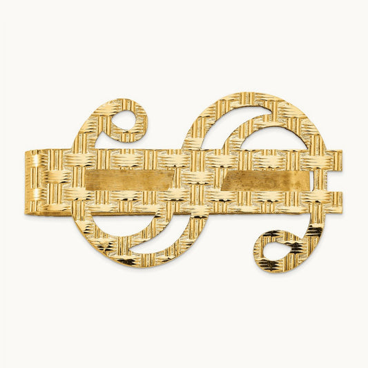 Polished Textured Dollar Sign Money Clip, 14K