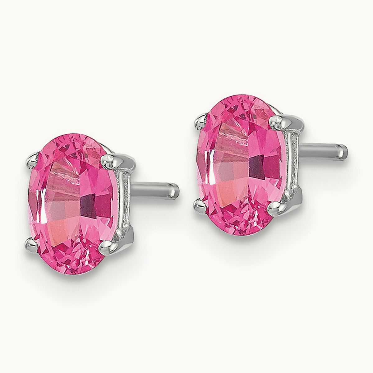 Pink Spinel Earrings, 14K White Gold
