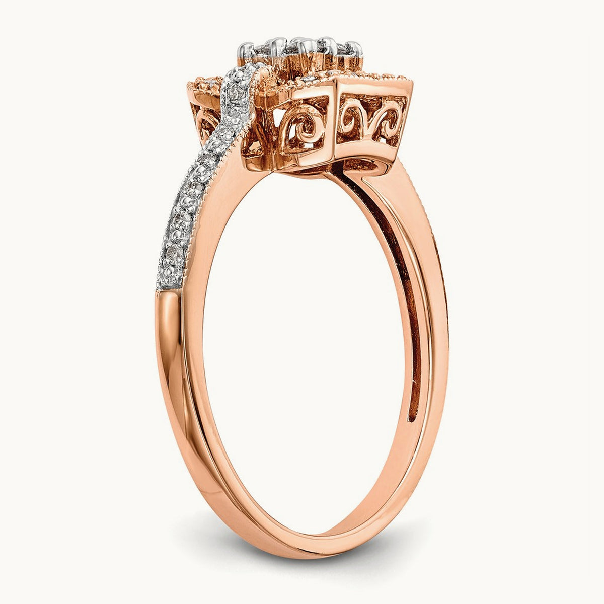 Complete Diamond Cluster Engagement Ring — 10K Rose Gold