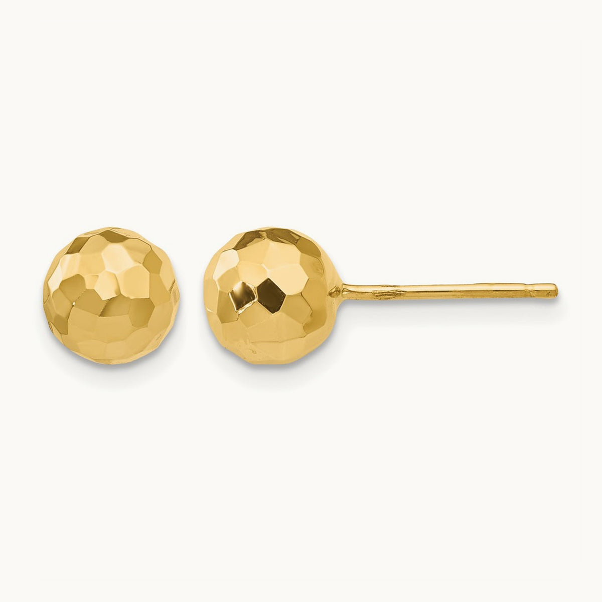 Polished and Diamond Cut Ball Post Earrings — 7mm