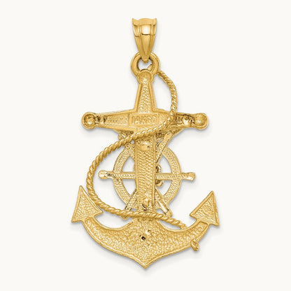 Polished/Satin D/C Mariner Crucifix Pendant, 14K Two-tone
