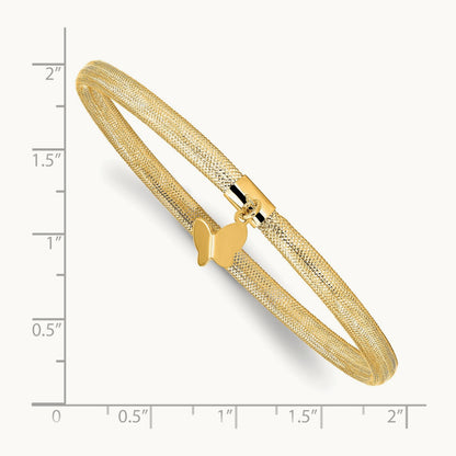 Polished Butterfly Stretch Bracelet, 14K — Leslie's