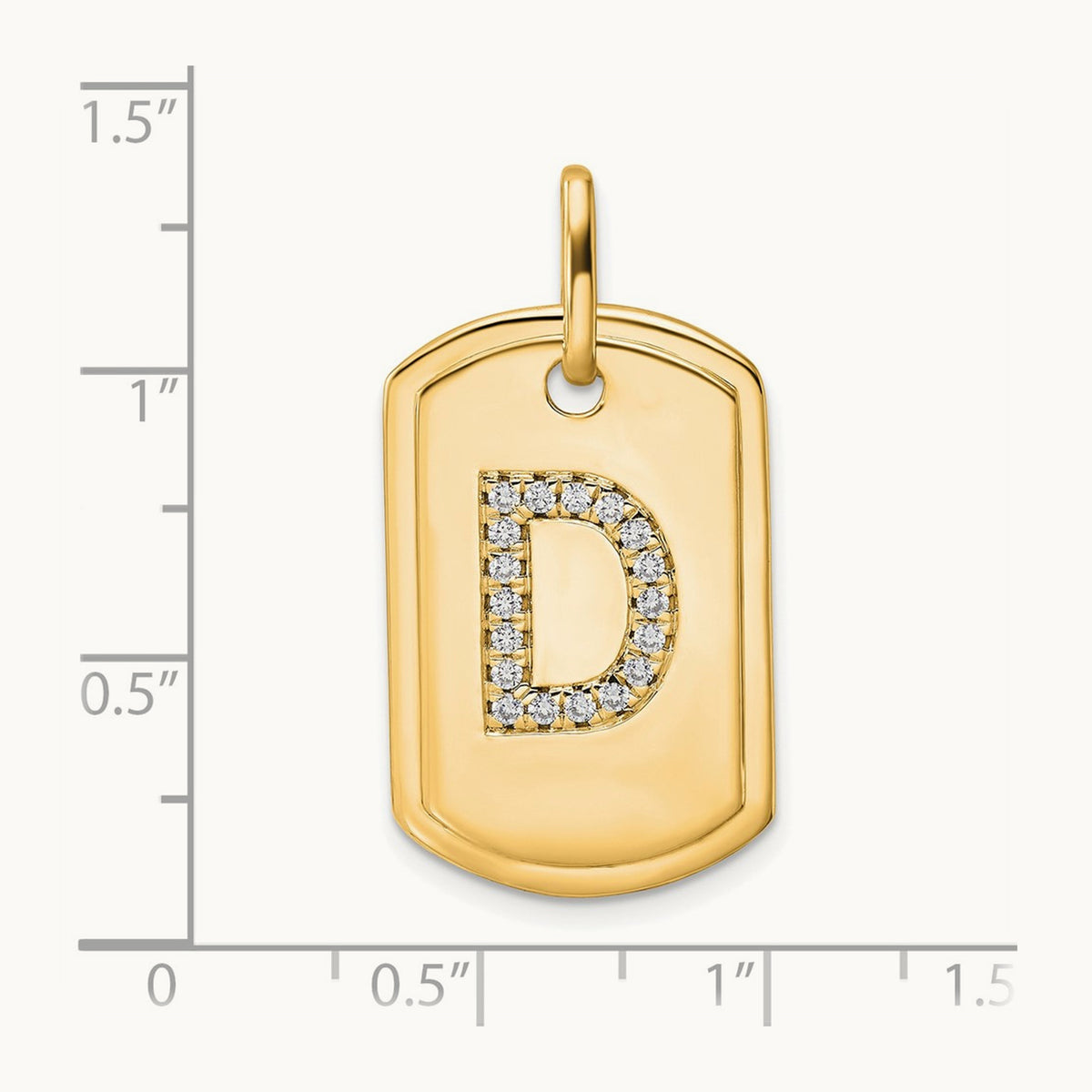 Diamond Dog Tag Charm — 14K Yellow Gold, D