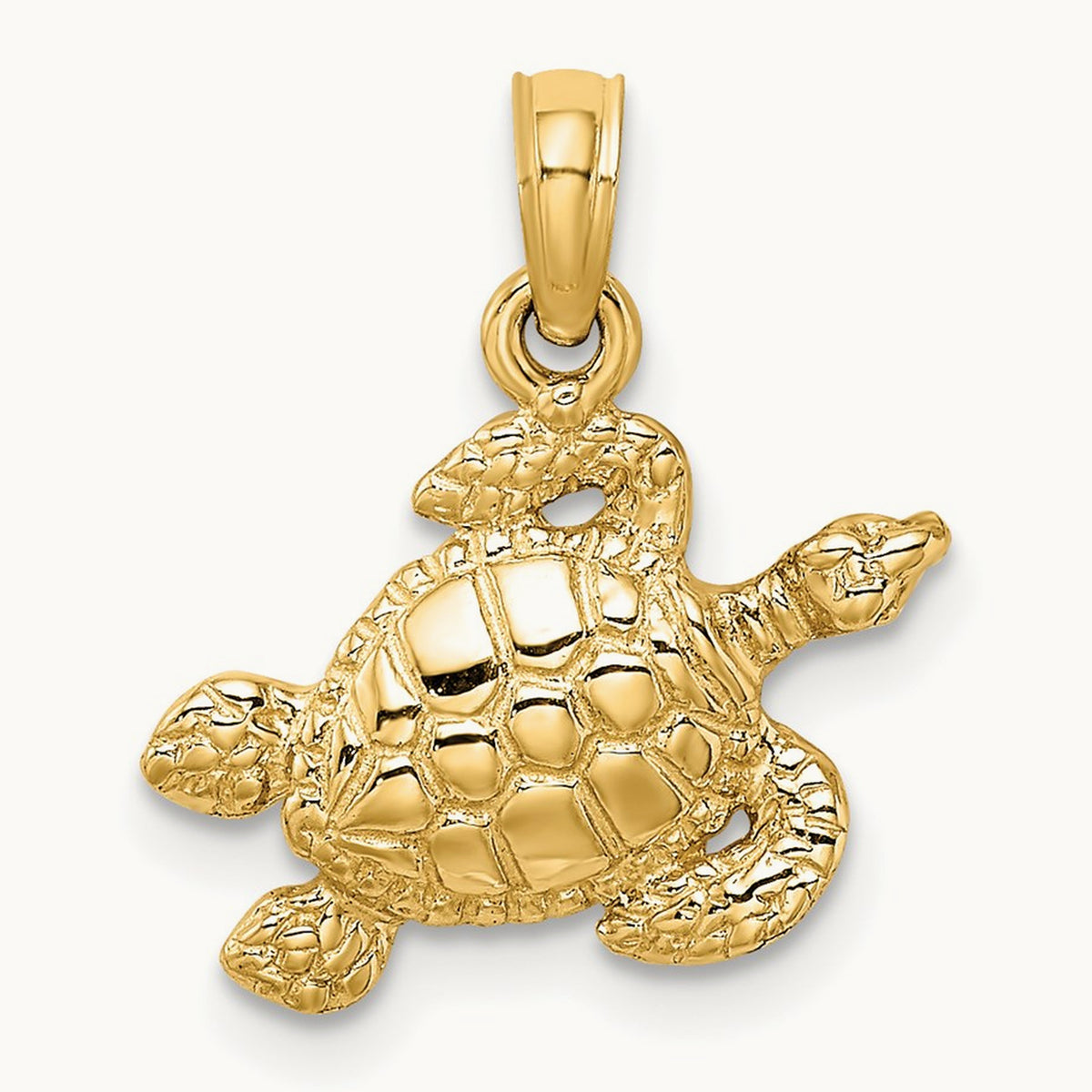 Textured Sea Turtle Charm, 14K