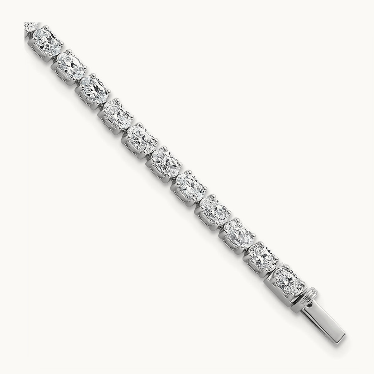 Oval Tennis Bracelet, 7.00 ct tw Lab-Grown Diamond — 14K White Gold