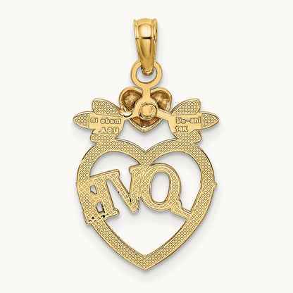 w/ White Rhodium LOVE Inside Heart Pendant, 14K Two-tone