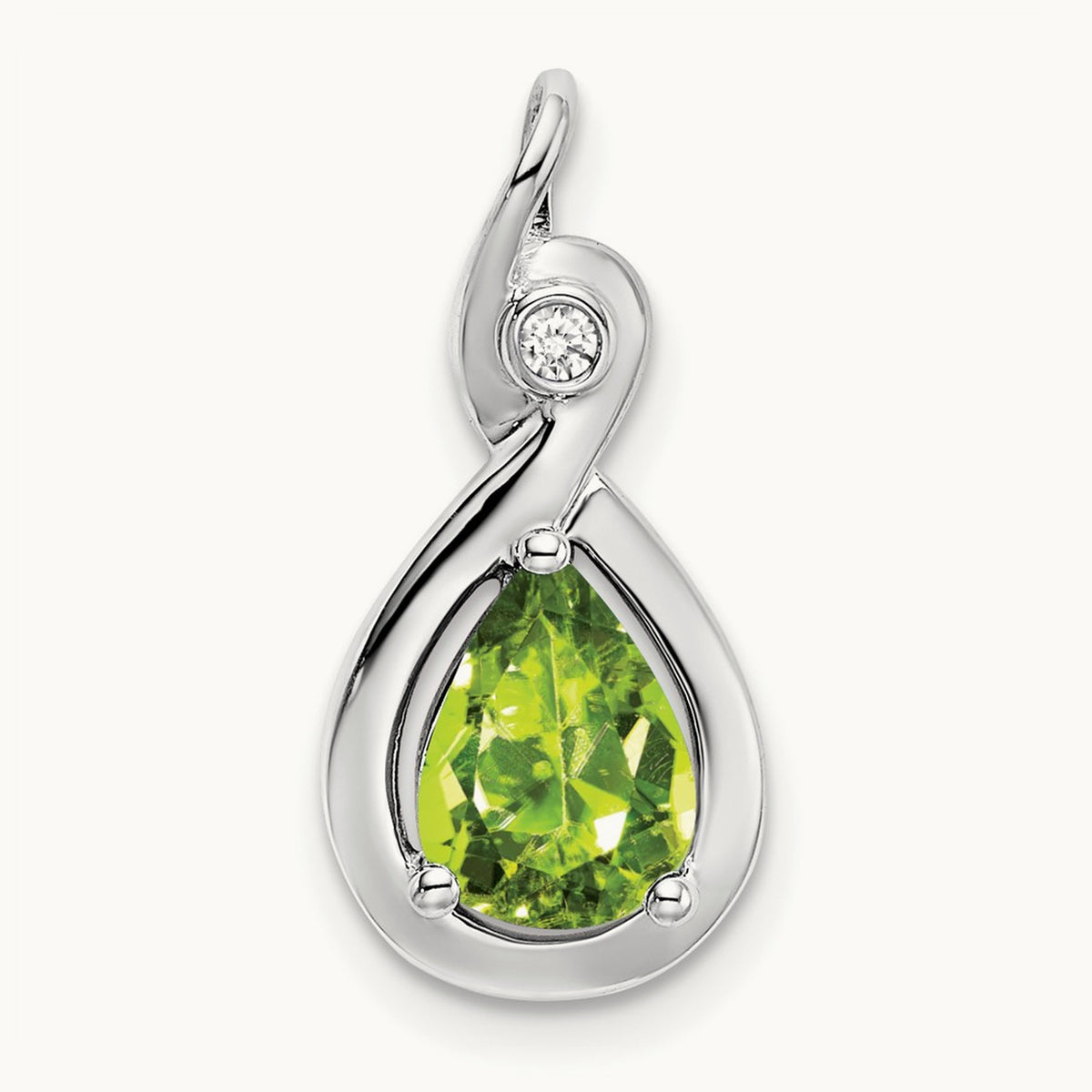 Pear Peridot and Diamond Pendant