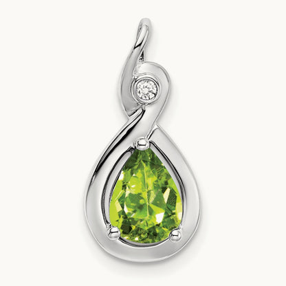 Pear Peridot and Diamond Pendant