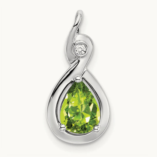 Pear Peridot and Diamond Pendant
