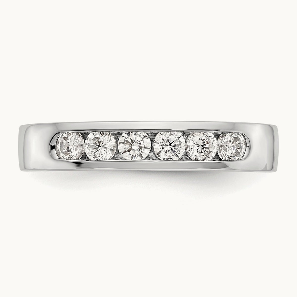 6-Stone Diamond Channel Band, 14K White Gold