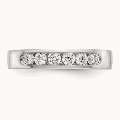 6-Stone Diamond Channel Band, 14K White Gold