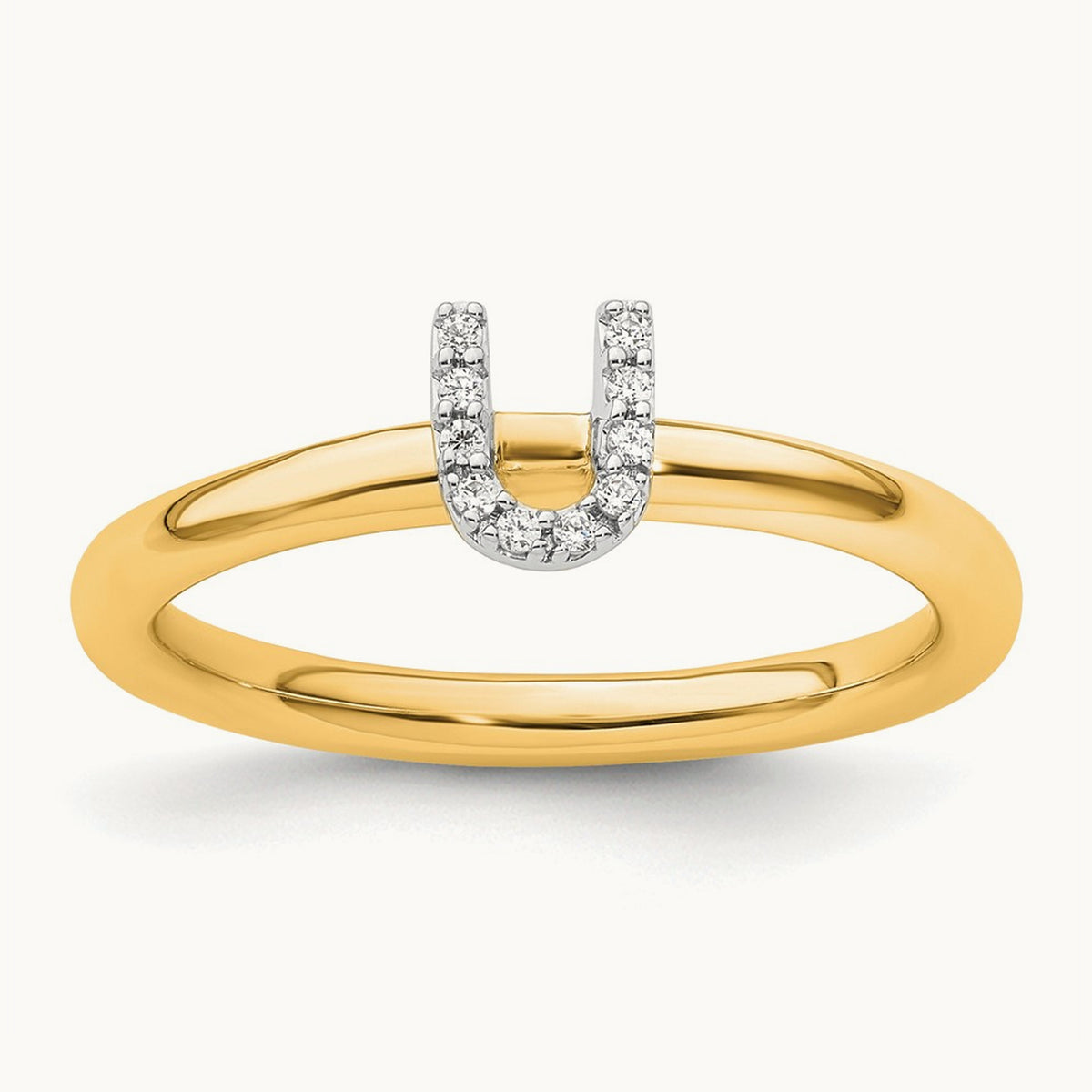 Stackable Diamond Ring — 14K Yellow Gold, U