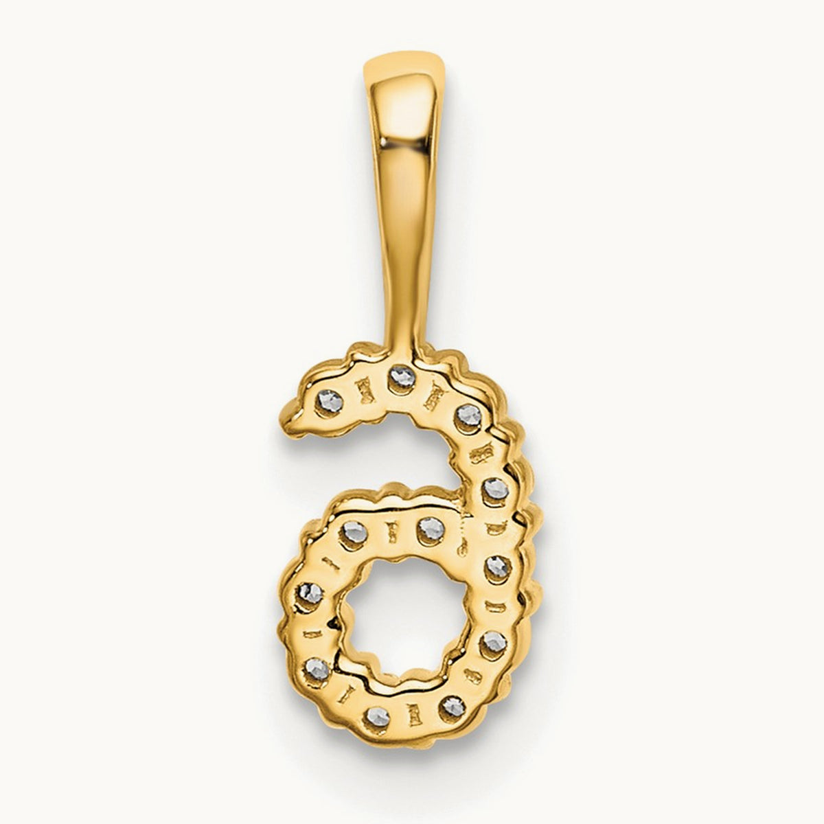 Diamond Number 6 Pendant — 14K Yellow Gold, 12.85mm