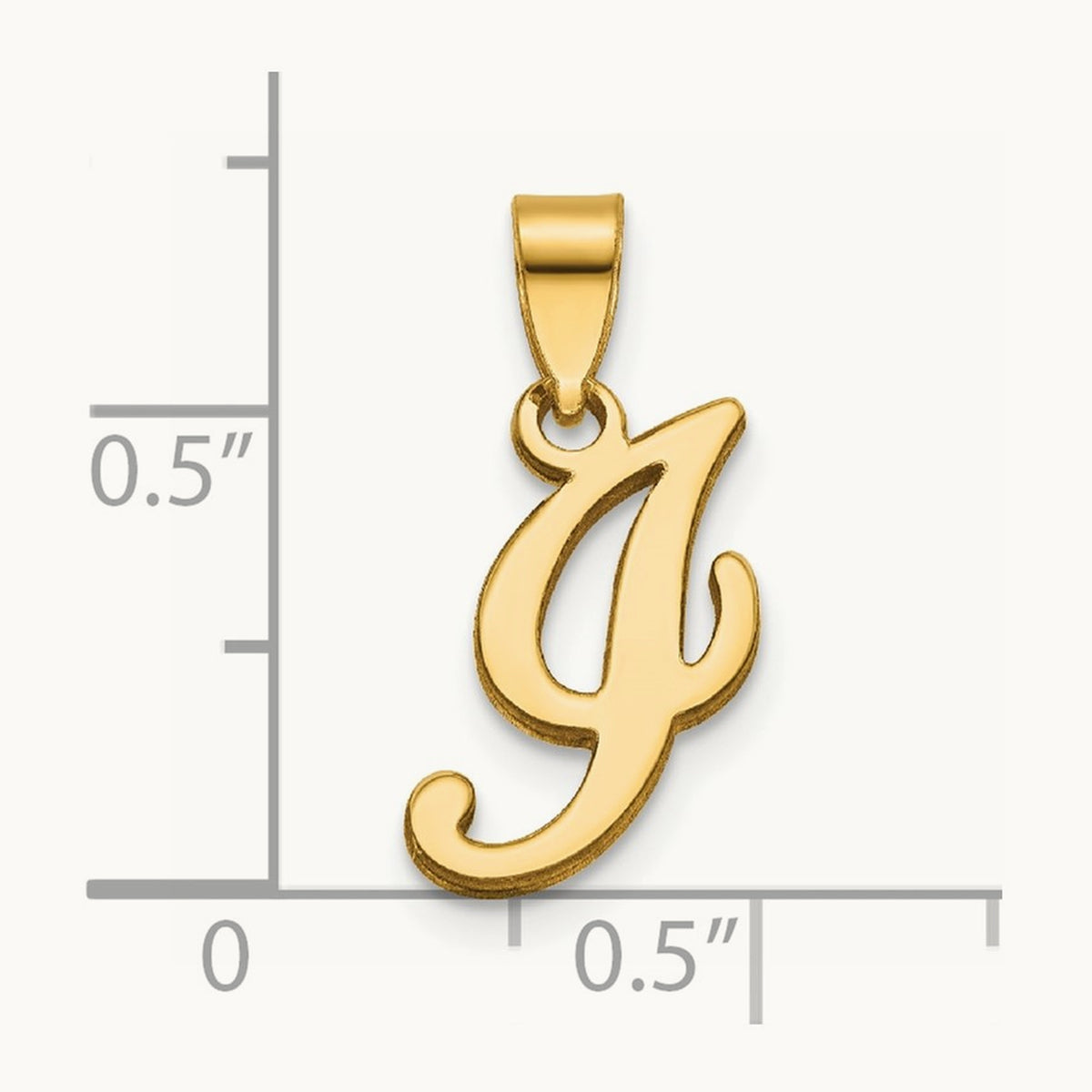 Script Letter I Initial Pendant, 14K Yellow Gold