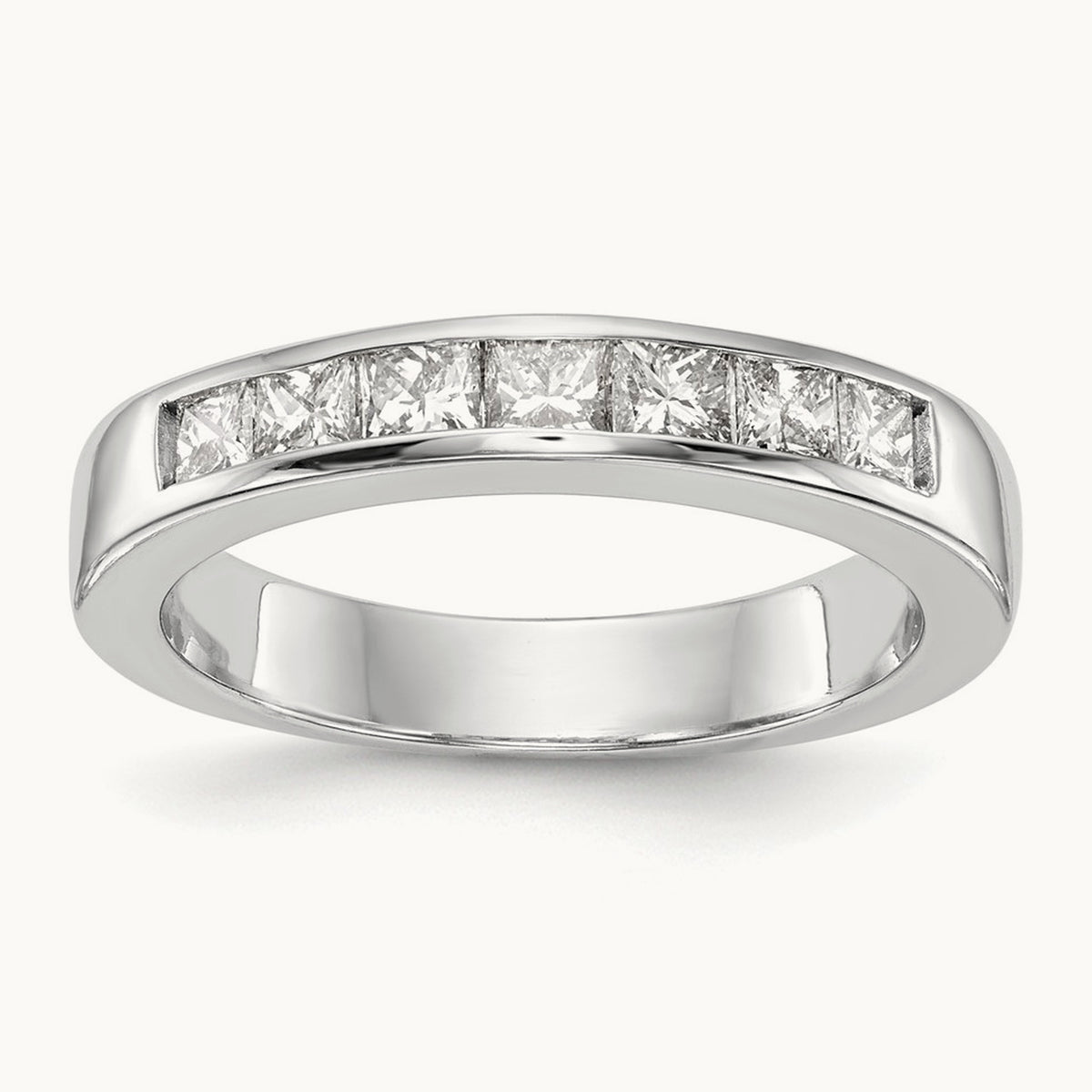 7-Stone Diamond Channel Band, 14K White Gold