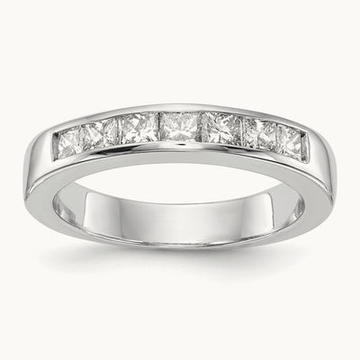 7-Stone Diamond Channel Band, 14K White Gold
