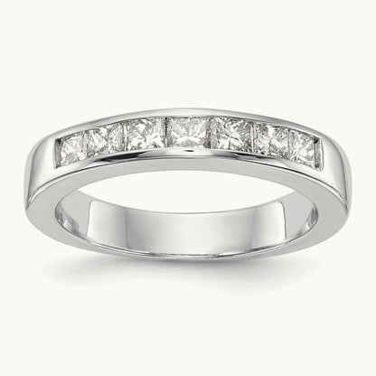 7-Stone Diamond Channel Band, 14K White Gold