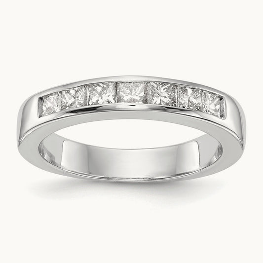 7-Stone Diamond Channel Band, 14K White Gold