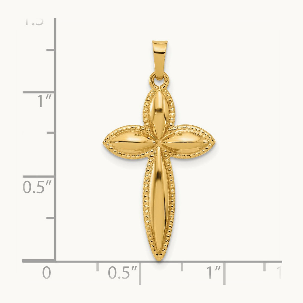 Polished and Beaded Hollow Edge Passion Cross Pendant — 31.5mm