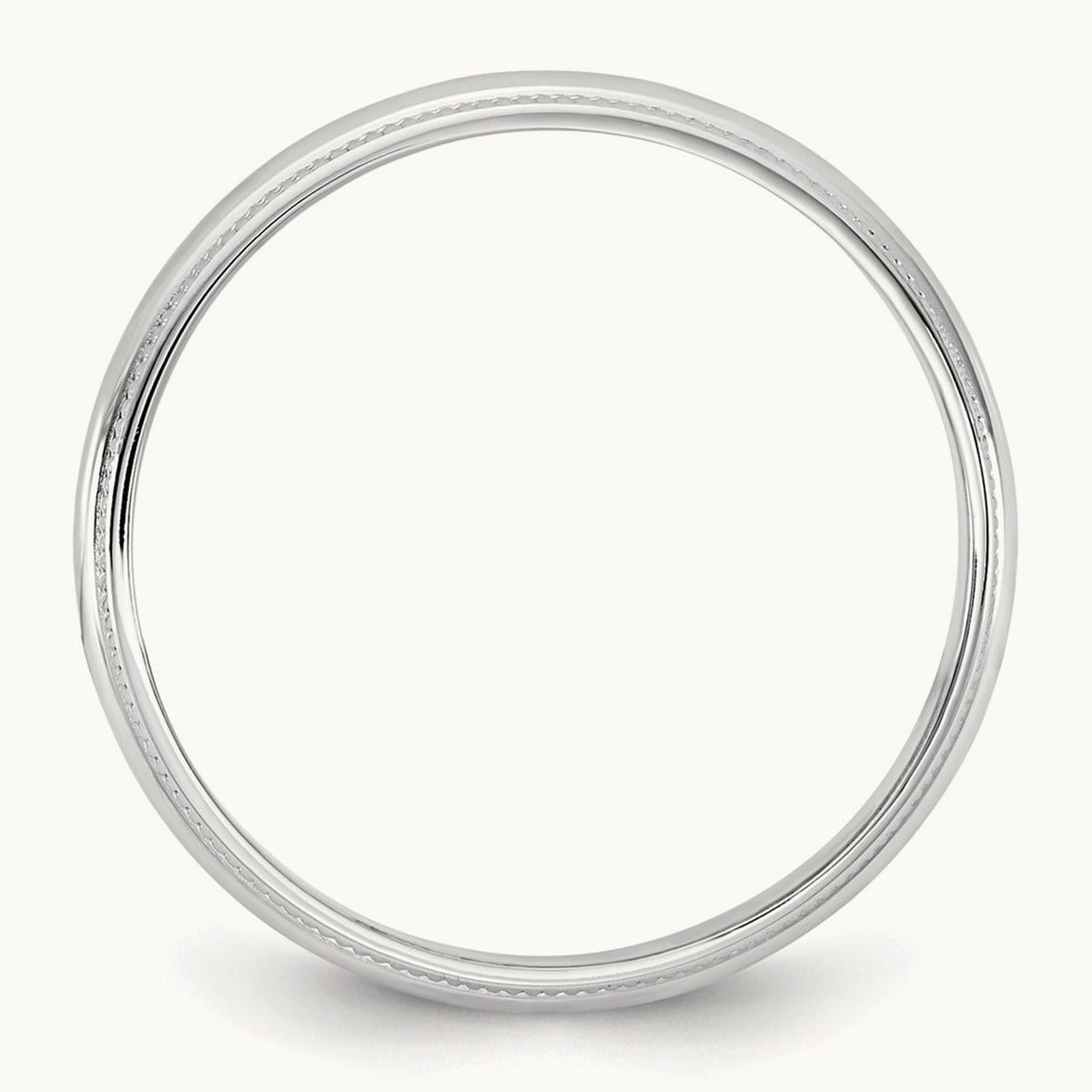 Lightweight Milgrain Half Round Band — 14K White Gold, 3.5mm