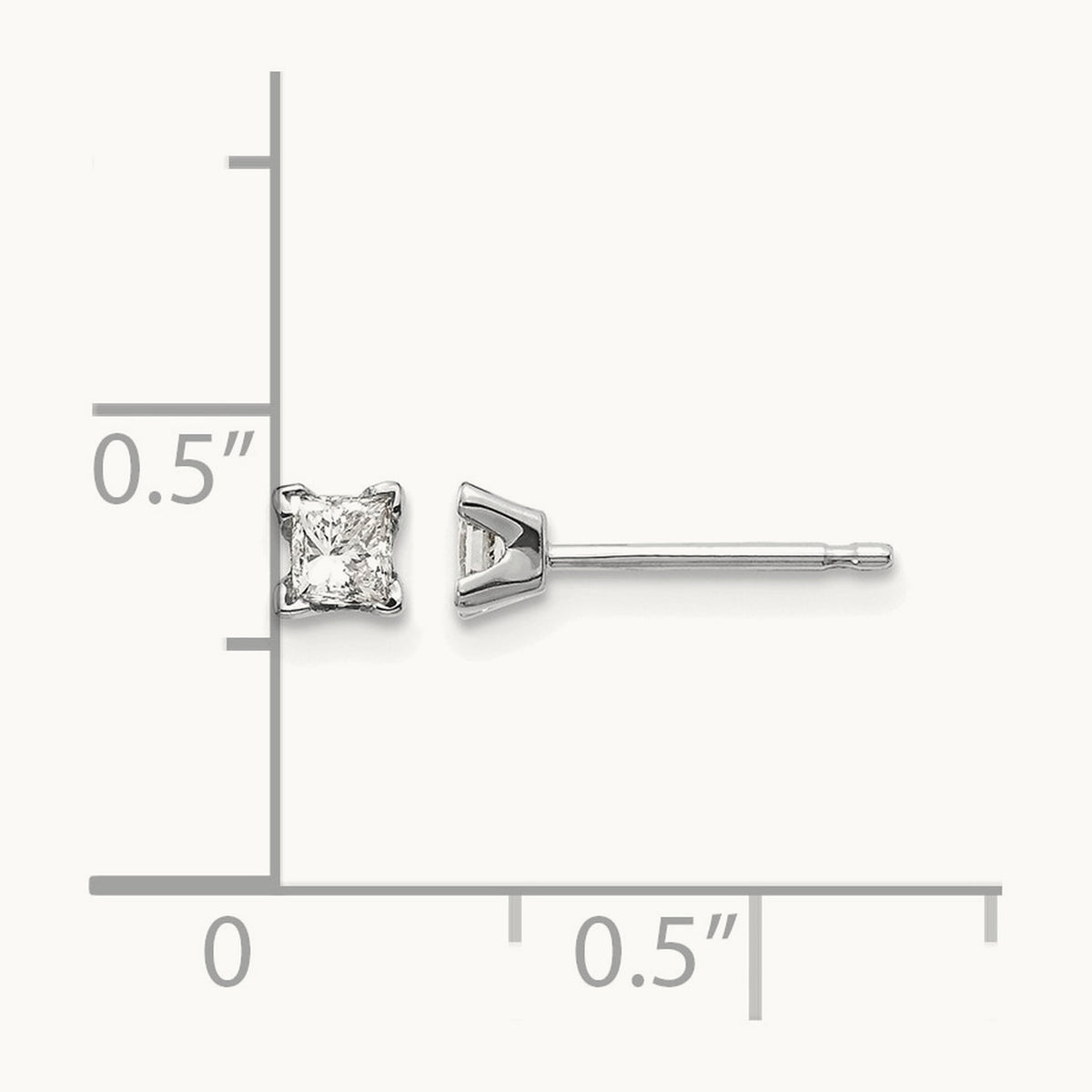 AA Quality Complete Princess Cut Diamond Earrings, 14K White Gold