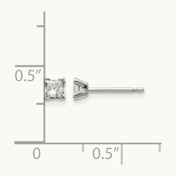 AA Quality Complete Princess Cut Diamond Earrings, 14K White Gold