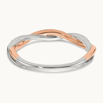 Diamond Wedding Band, 14K White with Rose Gold