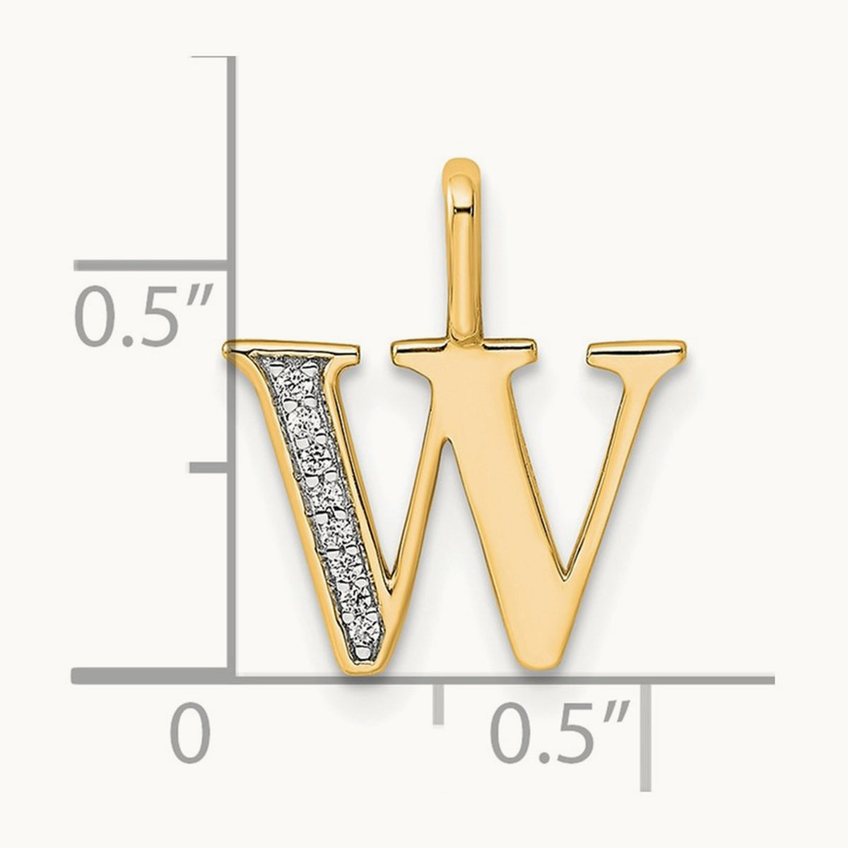 Diamond Letter W Initial Pendant, 14K