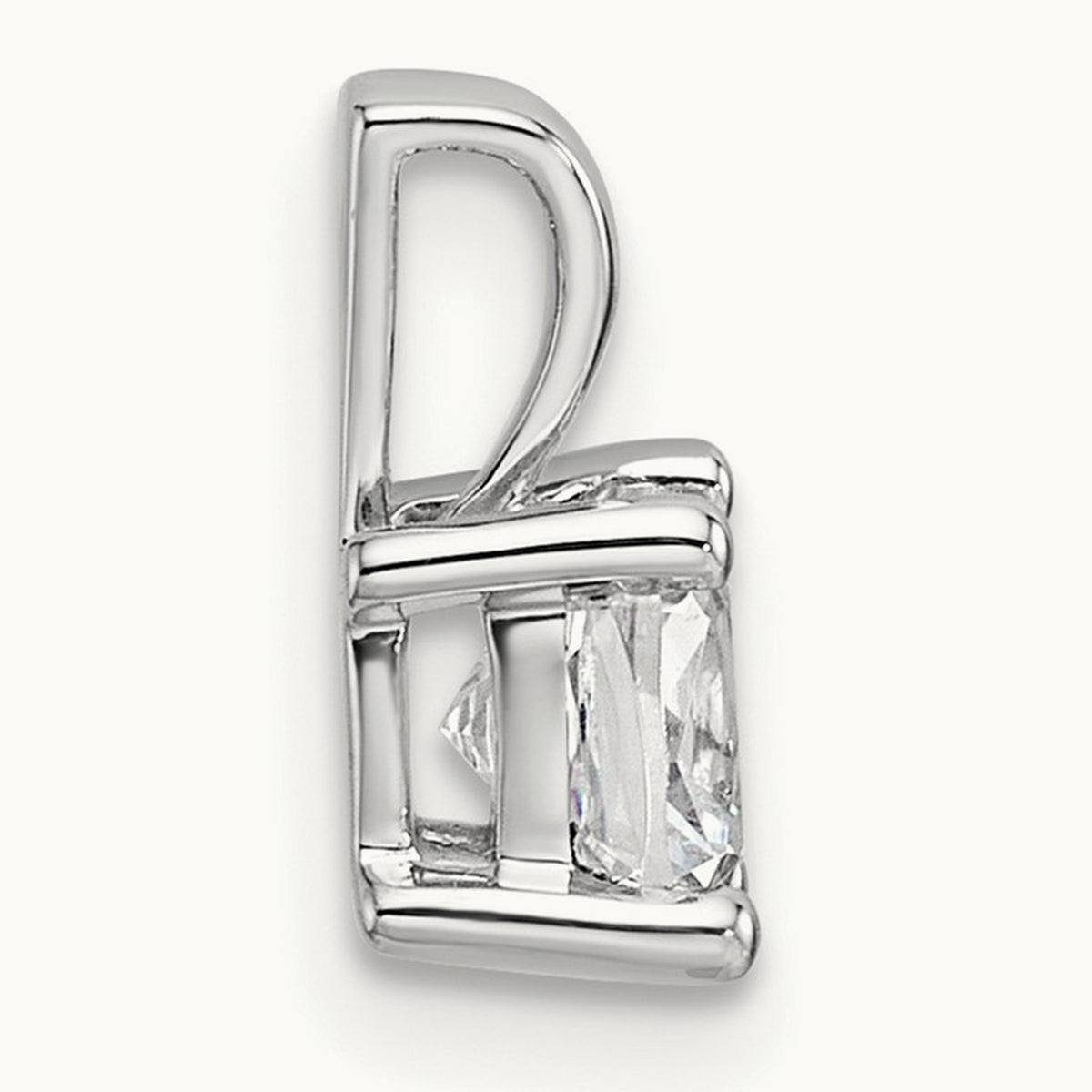 Cushion Four-Prong Pendant, 1/2-5 ct Lab-Grown Diamond — 14K White Gold