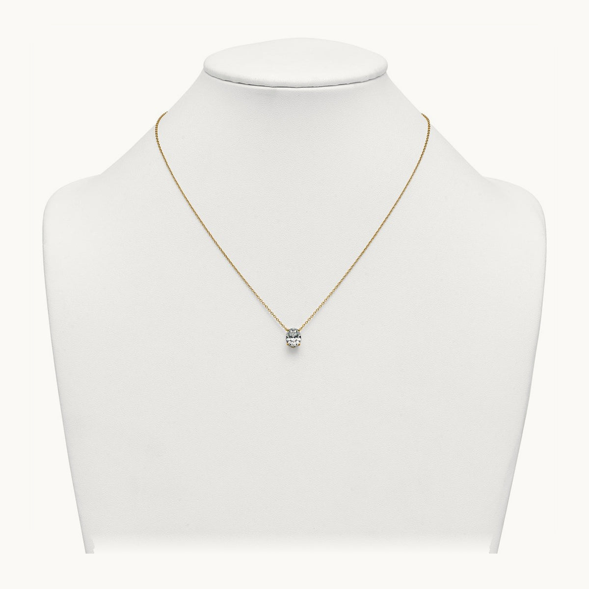 Oval Pendant Necklace, 0.25-4.00 ct tw Lab-Grown Diamond — 1 1/2 ct, 14K Yellow Gold